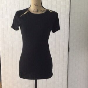 Michael Kors Women’s Black Top w/Gold Zippers Sz S #327